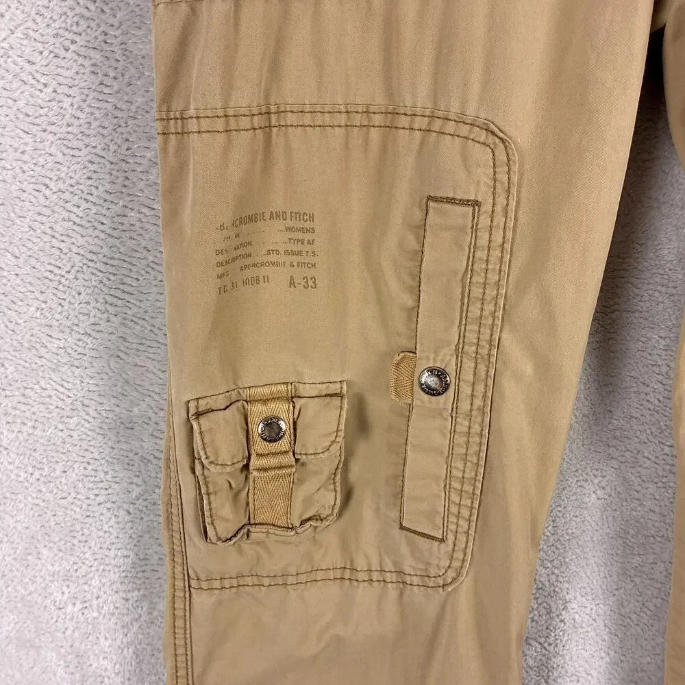 VTG Abercrombie & Fitch Pants Womens 6 Brown Cargo Paratrooper Rave Skate Y2K